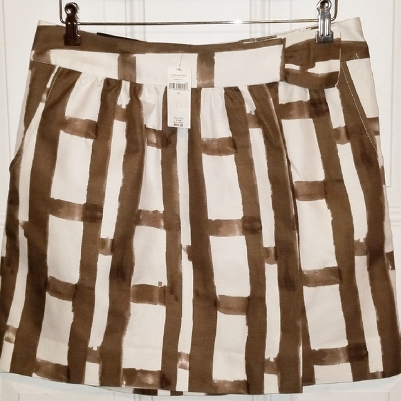 Banana Republic White & Brown Linen Mini Skirt NWT - Picture 1 of 5